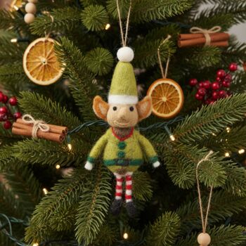 Handmade Needle Felt Christmas Elf Decoration, 10 of 12