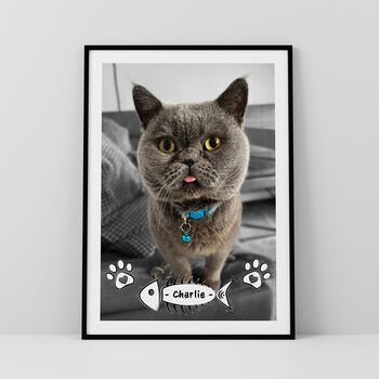 Personalised Cat Photo Print Wall Art Gift For Cat Mums And Dads, 3 of 5