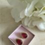 Dark Pink Gold Pearl Stud Earrings, thumbnail 4 of 5