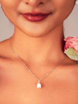 Sterling Silver 925 Simple White Lilly Of The Valley Necklace, 7 of 9