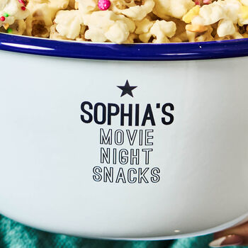 Personalised Enamel Movie Night Snack Bowl, 2 of 3