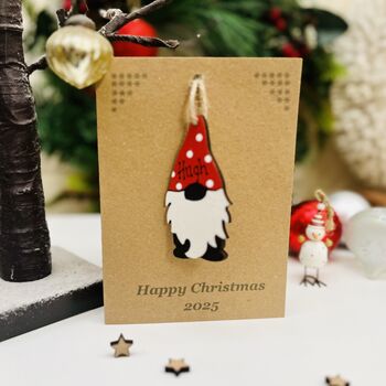 Personalised Grandson Decoration Gnome Christmas Card, 3 of 7