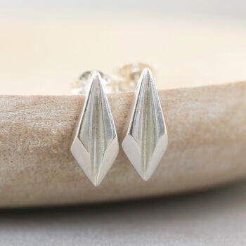 Geometric Earrings. Silver Art Deco Studs Earrings, 4 of 10