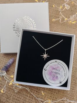 Handmade Sterling Silver North Star Birthstone Christmas Necklace: February Birthstone, 2 of 11
