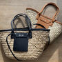 Personalised Harper Basket Straw And Faux Leather Tote Beach Bag, thumbnail 1 of 2