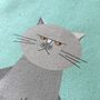 Cat Characters Organic Cotton Tea Towel In Aqua, thumbnail 5 of 8
