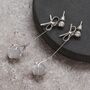 Silver Colour Delicate Bow Drop Earrings, thumbnail 1 of 3