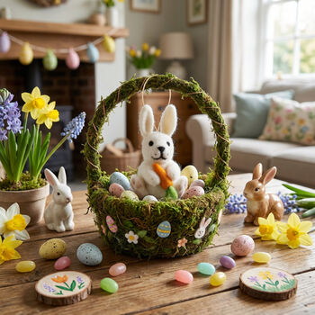 Handmade Bunny With Carrot Felt Easter Decoration, 2 of 3
