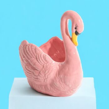 Pink Swan Ceramic Planter / Punch Bowl, 2 of 5