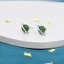 Genuine Jade Crystal Planet Stud Earrings, thumbnail 2 of 12