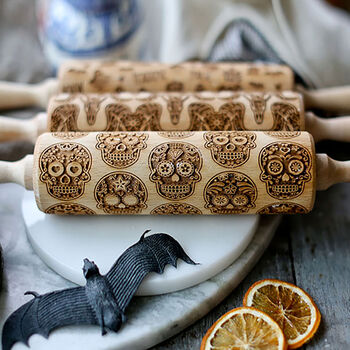 Horned Skull Day Of The Dead Halloween Rolling Pin, 3 of 3