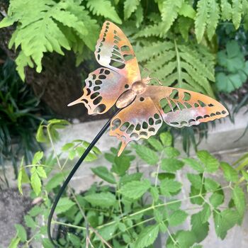 Large Copper Butterfly Garden Stake On Black Iron Pole – Outdoor Garden Art, 2 of 6