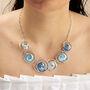Silver Blue Spiral Disc Enamel Necklace, thumbnail 1 of 4