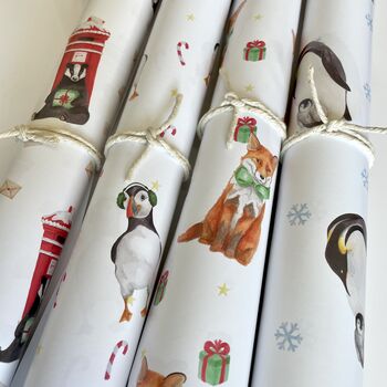 Christmas Puffin In Ear Muffs Wrapping Paper Sheet, 2 of 4