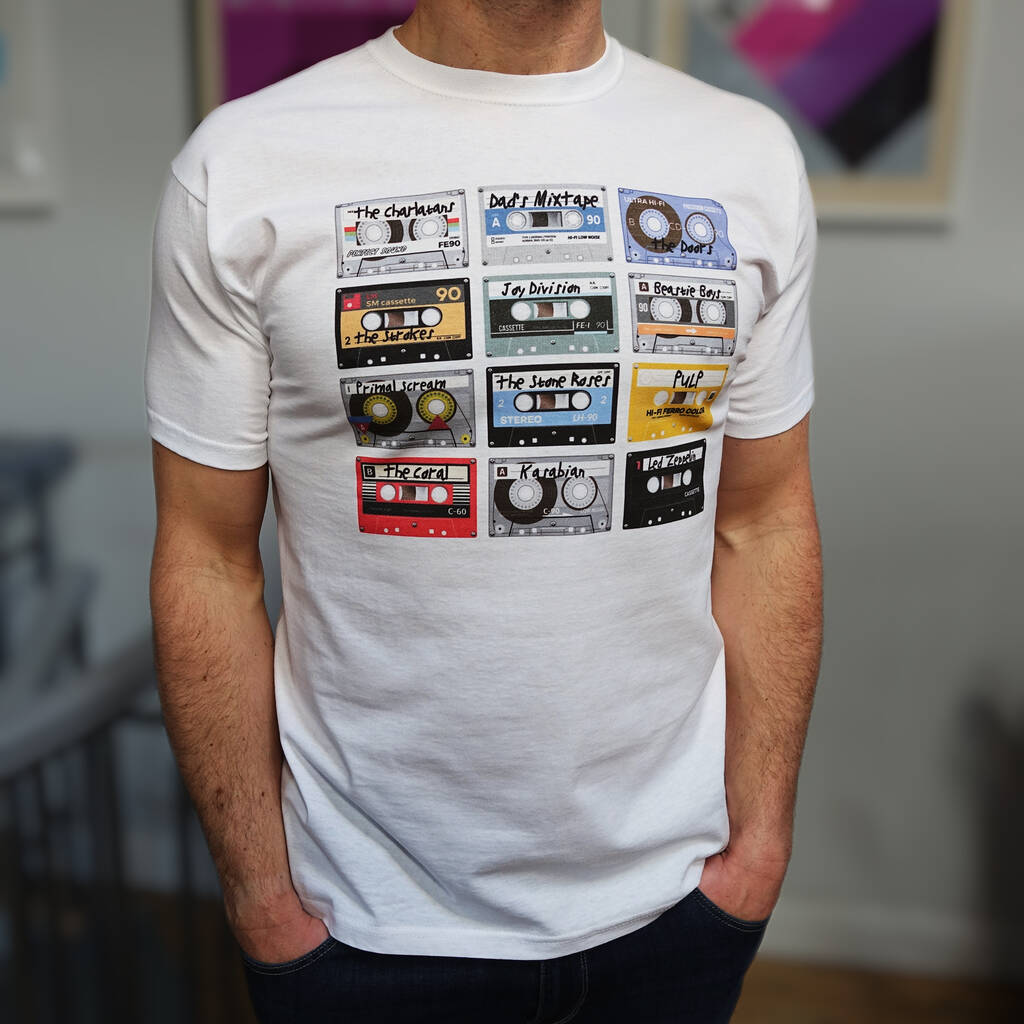 Personalised Cassette Tape Music Selection T Shirt, 1 of 12