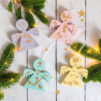 Pastel And Gold Jesmonite Christmas Tree Angel Decoration, 3 of 3