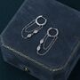Sterling Silver Marquise Cz Crystal Chain Hoops Earring, thumbnail 1 of 12
