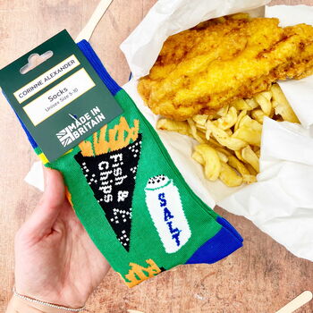 Fish And Chips Illustrated Socks | British Made In Small Batches, 4 of 4