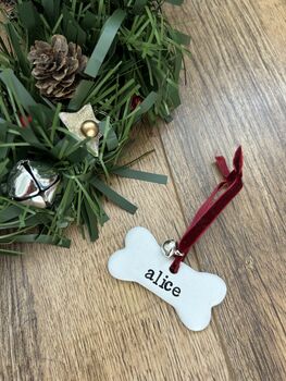 Personalised Clay Dog Christmas Decoration, 2 of 3