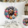 Personalised Rottweiler Summer Floral Dog Wreath Cushion And Mug Gift Bundle, thumbnail 1 of 4