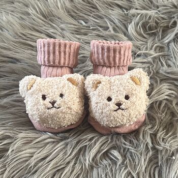 Grey Ribbed Teddy Bear Baby Socks, 4 of 8