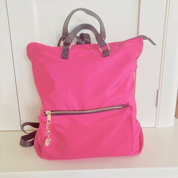 Pink Nylon Backpack Handbag, 2 of 5