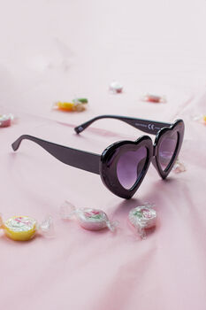 Black Chunky Oversized Heart Sunglasses, 4 of 5