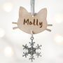 Personalised Cat Wooden Snowflake Decoration, thumbnail 1 of 3