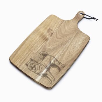 Personalised Japanese Akita Inu Engraved Acacia Serving Board, 9 of 9