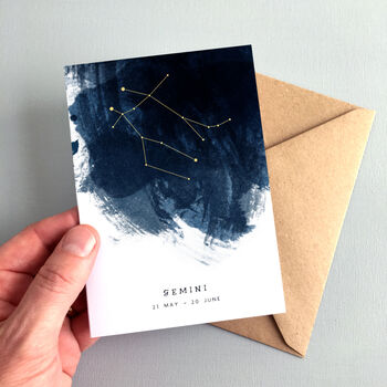 Gemini Constellation Zodiac Star Sign Birthday Card, 3 of 5