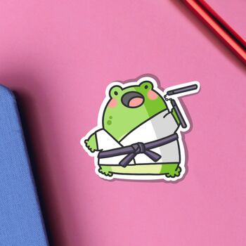Cute Karate Frog Vinyl Sticker, 5 of 8
