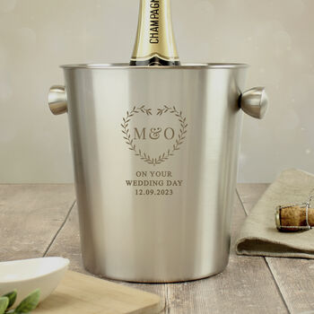 Personalised Botanical Stainless Steel Ice Bucket Wedding Gift, 2 of 3