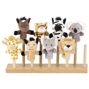 Personalised Wooden Finger Puppet Theatre And Puppets, 5 of 12