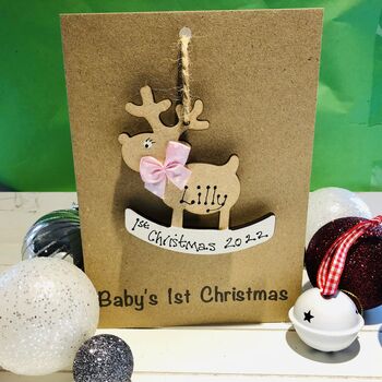 Personalised First Christmas Card Baby Girl Decoration, 10 of 10
