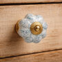 Ceramic Set Of Two Blue Floral Scallop Drawer Pull, thumbnail 1 of 2