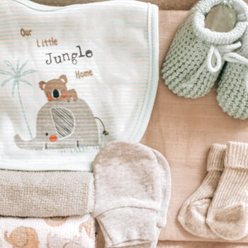 Luxury Baby Hygge Grey And Green Letterbox Hamper, 6 of 6