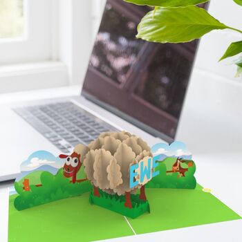 There's No One Like Ewe! 3D Pop Up Punny Sheep Animal Card! Fun Silly Cute Anniversary Card! Best Bday Card For Him And Her, 8 of 8