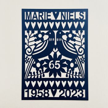 Personalised 65th Sapphire Anniversary Paper Cut, 2 of 5