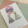 Silver Glitter Christmas Tree With Star Earrings / Festive Jewellery Sparkly Tree With Gold Star / Winter Style Jewellery Shimmering Icy Forest Dangles / Christmas Gift Bold Sparkly Festive Accessories, thumbnail 2 of 5