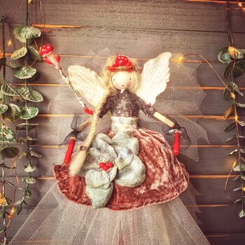 Personalised Christmas Toadstool Fairy Tree Topper, 5 of 12