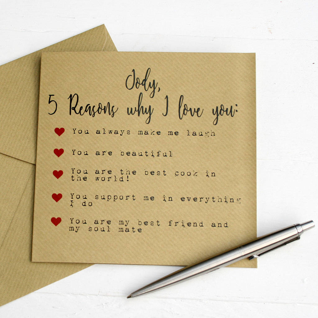 Five Reasons I Love You Valentines Card By Juliet Reeves Designs 
