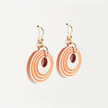 Cream And Orange Stripey Circular Earrings, 4 of 6