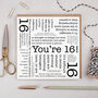 Funny 16th Birthday Card, Teenager Quotes, thumbnail 1 of 6