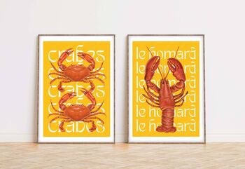 Shellfish Print Pair Featuring Crabs And Lobster, 5 of 6