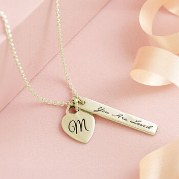 Heart And Message Tags Personalised Silver Necklace, 3 of 8