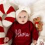 Christmas Embroidered Personalised New Baby Knitted Romper, thumbnail 3 of 12