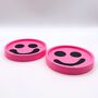 Smiley Face Coasters/ Trays Neon Pink Set Of Two, thumbnail 3 of 6