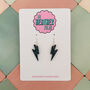 Small Black Lightning Bolt Earrings / Gothic Statement Earrings Dark Alternative Aesthetic / Bold Midnight Accessory, thumbnail 1 of 4