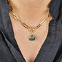 18k Gold Plated Azurite Paperclip Chain Necklace, thumbnail 2 of 4
