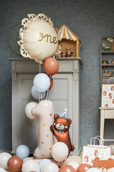 1st Birthday Foil Balloon Number 'One' With Bear, 2 of 3